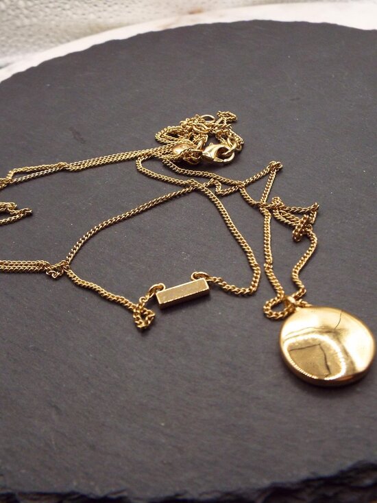 J. CREW SIMPLE SOPHISTICATED DOUBLE CHAIN GOLDEN DISK AND GOLDEN BAR NECKLACE 36 - Picture 6 of 7